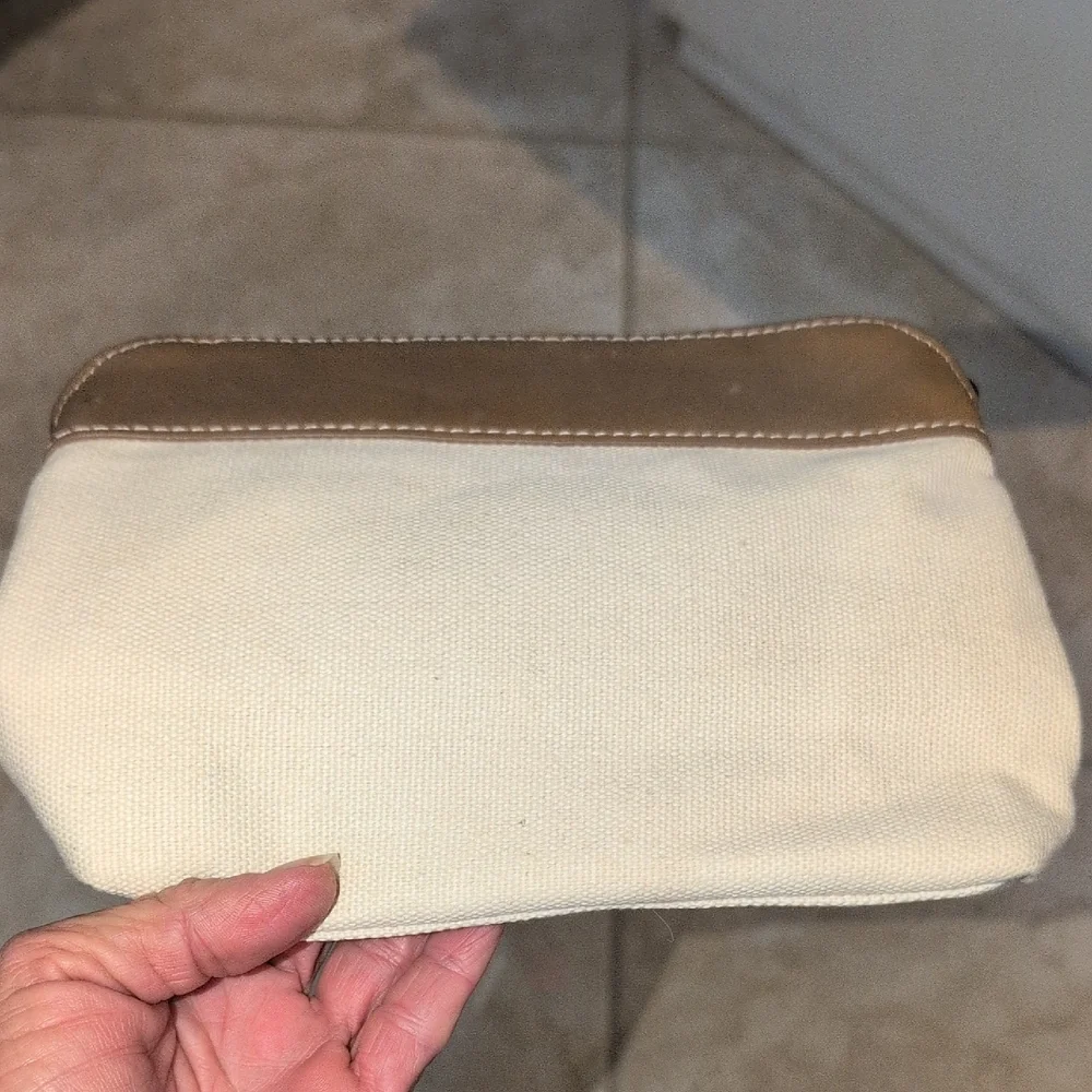 Chloé Canvas & Tan Leather Cosmetics Bag Or Pouch